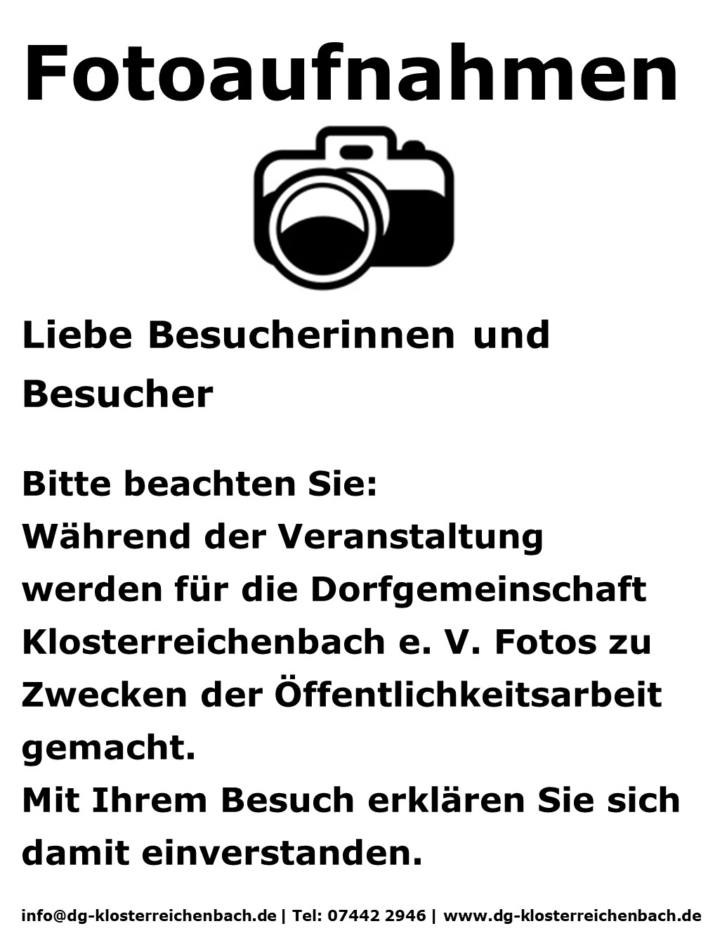 Hinweis Fotoaufnahmen Hochformat